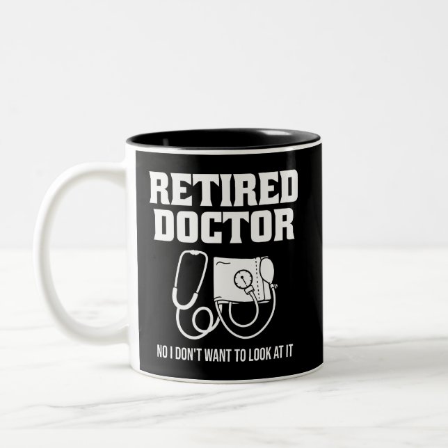 Caneca De Café Em Dois Tons Retirada Engraçada Médica Estetoscópio Retirada (Esquerda)
