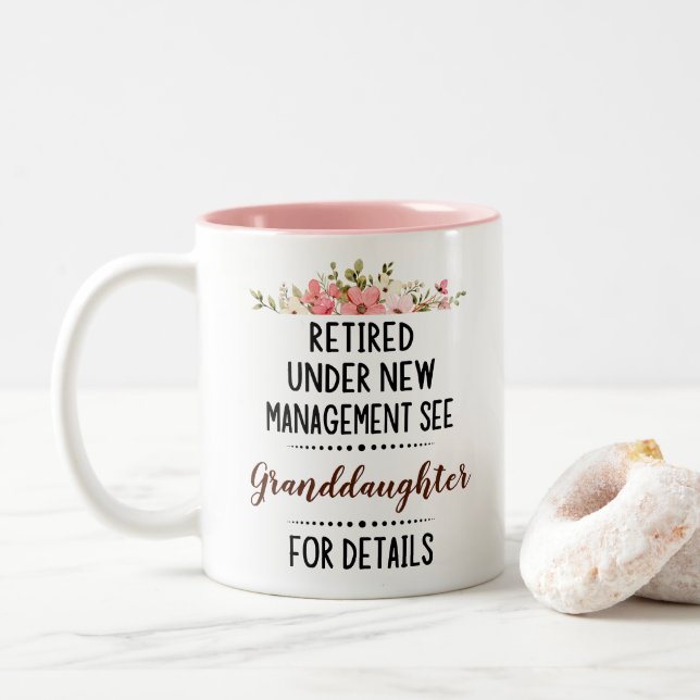 Caneca De Café Em Dois Tons Retired Under New Management See granddaughter (Com Donut)
