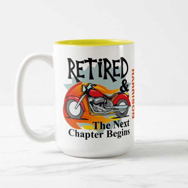 Caneca De Café Em Dois Tons Retirement Funny Bikers Dizendo (Esquerda)