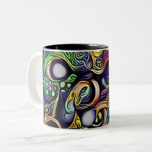 Caneca De Café Em Dois Tons retrato abstrato