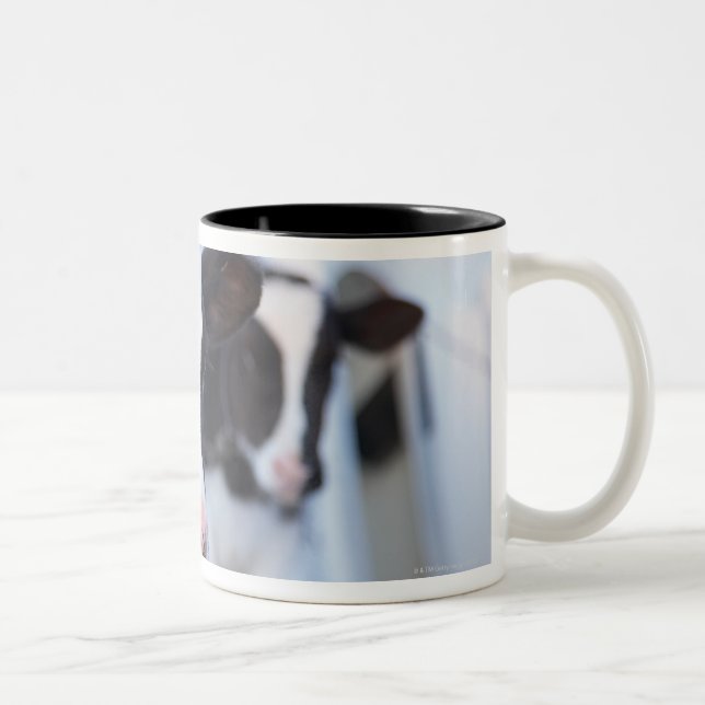 Caneca De Café Em Dois Tons Retrato da vaca (Direita)
