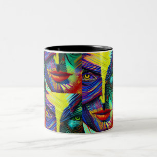 Caneca De Café Em Dois Tons Retrato de abstrato Fantasy