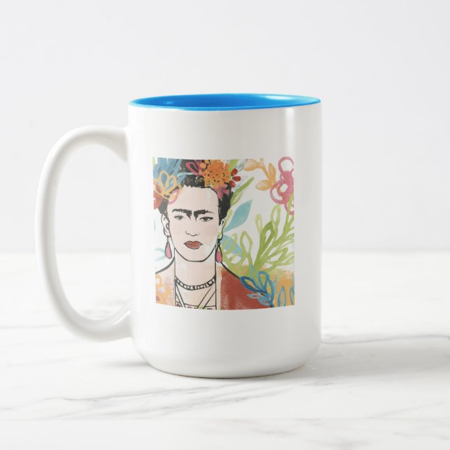 Caneca De Café Em Dois Tons Retrato de Frida Kahlo (Esquerda)