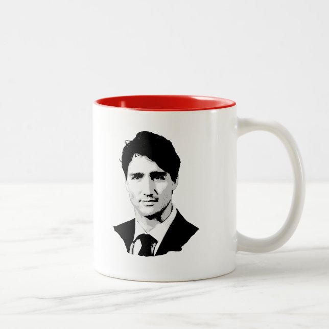 Caneca De Café Em Dois Tons Retrato de Justin Trudeau (Direita)