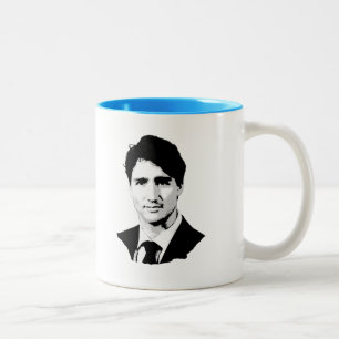 Caneca De Café Em Dois Tons Retrato de Justin Trudeau