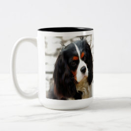 Caneca De Café Em Dois Tons Retrato De Um Rei Charles Cavalier Spaniel