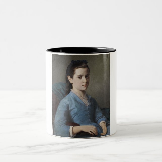 Caneca De Café Em Dois Tons Retrato de uma Menina Elegante (por Leloir) (Centro)