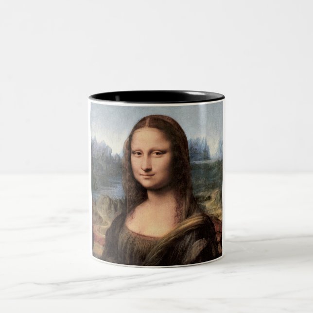Caneca De Café Em Dois Tons Retrato/pintura de Mona Lisa (Centro)