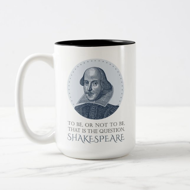 Caneca De Café Em Dois Tons Retrato Shakespeare para ser ou não ser citado (Esquerda)