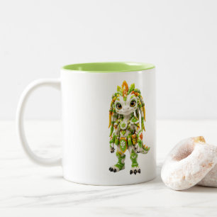 Caneca De Café Em Dois Tons Retrato Solo do Guerreiro da Natureza Sigilkin