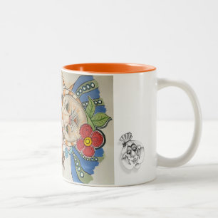 Caneca De Café Em Dois Tons "Retrato Whimsical" Face Mug