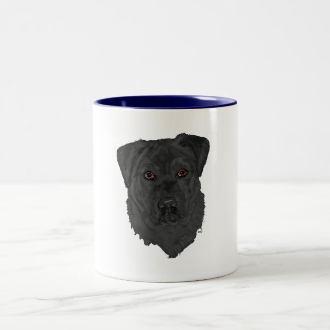 Caneca De Café Em Dois Tons Retriever Labrador Preto (Centro)