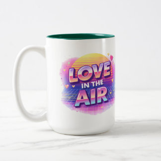 Caneca De Café Em Dois Tons Retro 80's Love In The Air Valentine Lover Candle