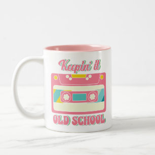 Caneca De Café Em Dois Tons Retro 80s Mistura de fita Cassete Vintage Nostalgi