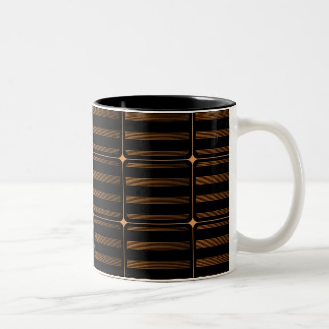 Caneca De Café Em Dois Tons Retro Building Blocks Mug, Dourado (Direita)