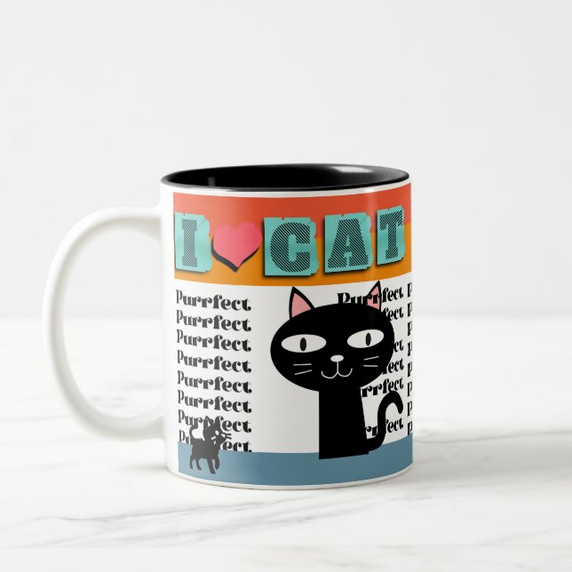 Caneca De Café Em Dois Tons Retro Cat Lover Graphic (Esquerda)