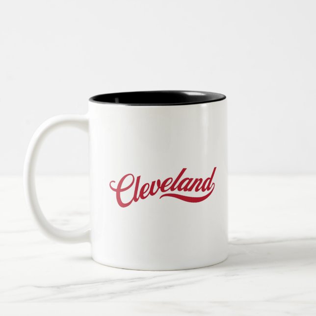 Caneca De Café Em Dois Tons Retro Cleveland (Esquerda)