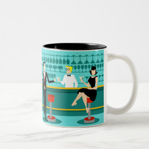 Caneca De Café Em Dois Tons Retro Cocktail Lounge Mug
