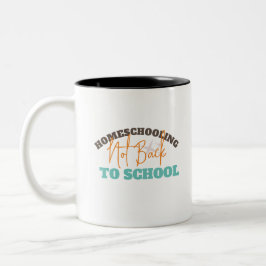 Caneca De Café Em Dois Tons Retrô de Escolas Domésticas Sem Volta à Escola