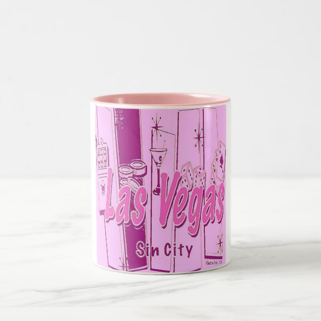 Caneca De Café Em Dois Tons Retro de Pop de Arte de Las Vegas (Centro)