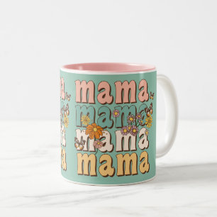Caneca De Café Em Dois Tons Retro de Presente Colorida do Dia de as mães Mamãe