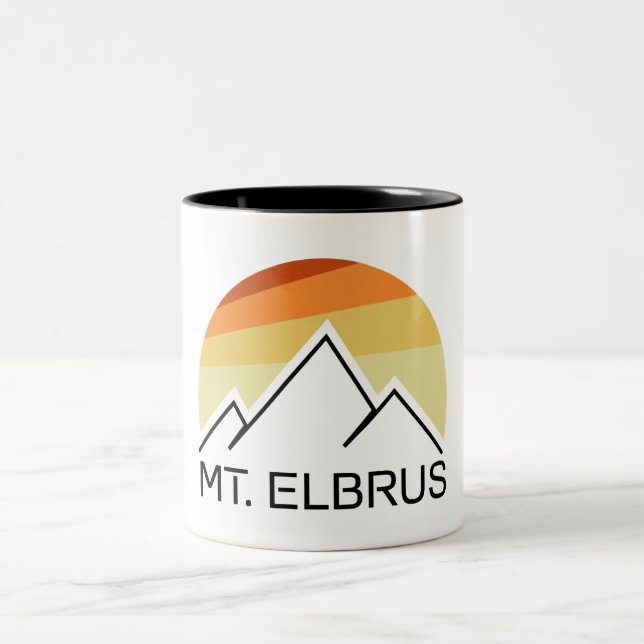 Caneca De Café Em Dois Tons Retro do Monte Elbrus Russia (Centro)
