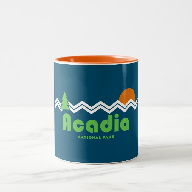 Caneca De Café Em Dois Tons Retro do Parque Nacional Acadia (Centro)