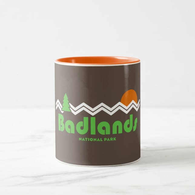 Caneca De Café Em Dois Tons Retro do Parque Nacional das Badlands (Centro)