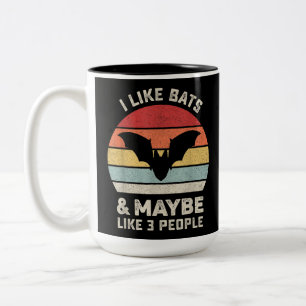 Caneca De Café Em Dois Tons Retro Eu Gosto De Morcegos De Camisa De Bat De Ani