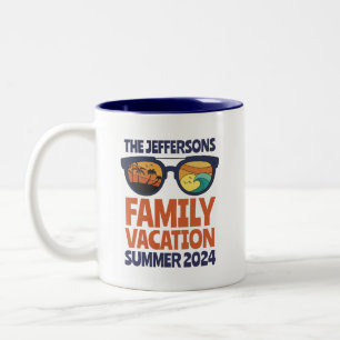 Caneca De Café Em Dois Tons Retro Family Reunion Cruise Trip Beach Vacing