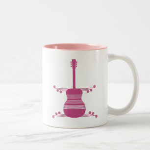 Caneca De Café Em Dois Tons Retro Guitar Mug, Magenta