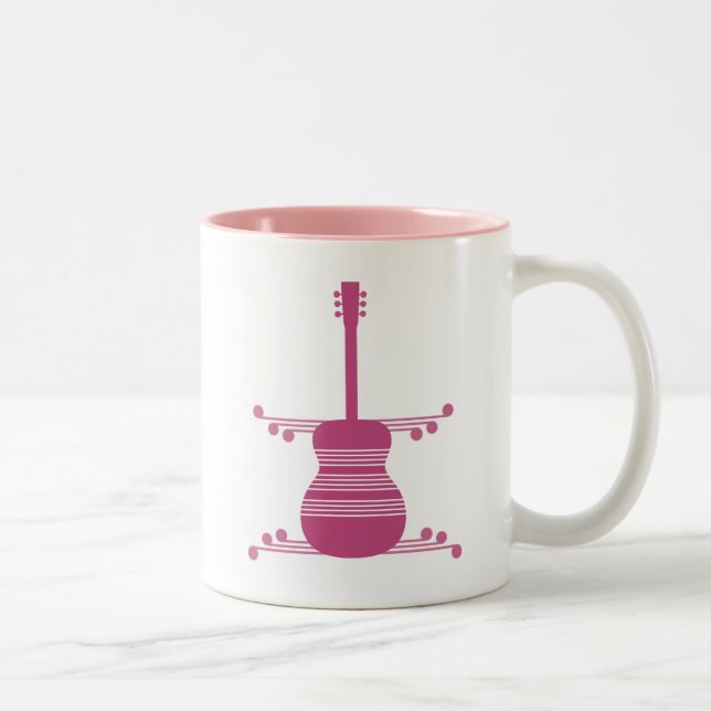 Caneca De Café Em Dois Tons Retro Guitar Mug, Magenta (Direita)