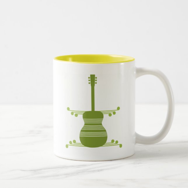 Caneca De Café Em Dois Tons Retro Guitar Mug, Olive Green (Direita)
