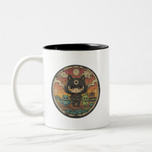 Caneca De Café Em Dois Tons Retro Island Pals: Ninja Cat Crew