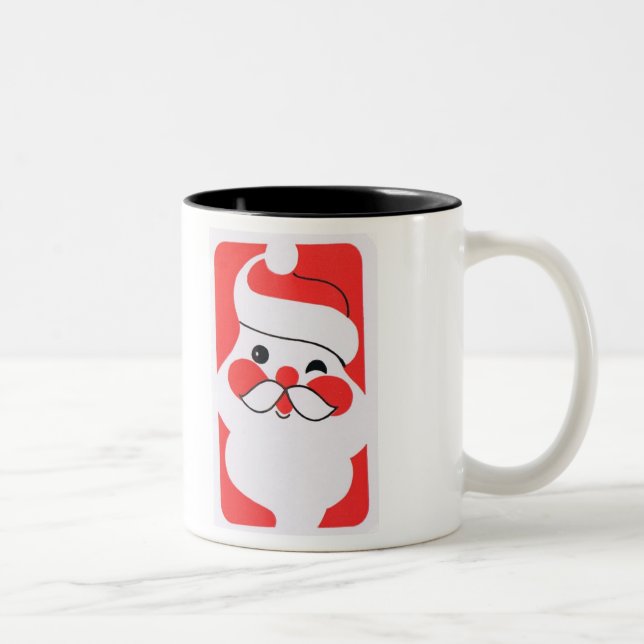 Caneca De Café Em Dois Tons Retro Jolly Santa Claus (Direita)