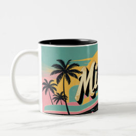 Caneca De Café Em Dois Tons Retro Miami Sunshine