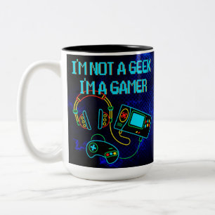 Caneca De Café Em Dois Tons Retro Neon Blue para jogadores