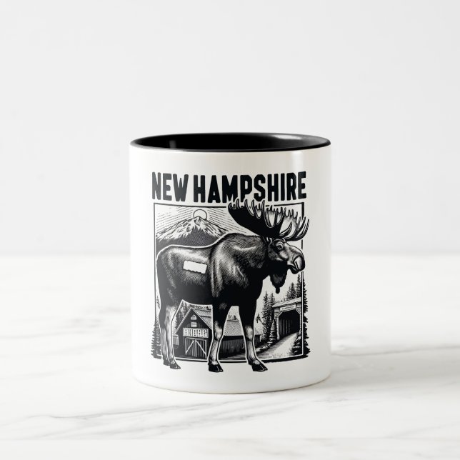 Caneca De Café Em Dois Tons Retro New Hampshire (Centro)