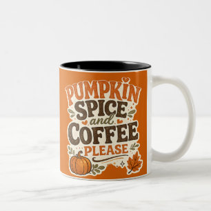 Caneca De Café Em Dois Tons Retro Outono Tem Especiarias de Abóbora e Café, Po