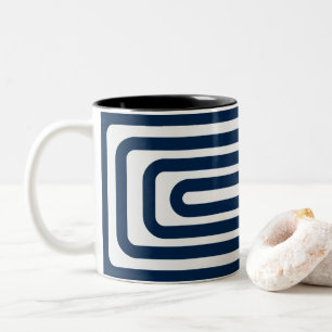 Caneca De Café Em Dois Tons Retro Oxford Blue Pattern Mug - Personalizável