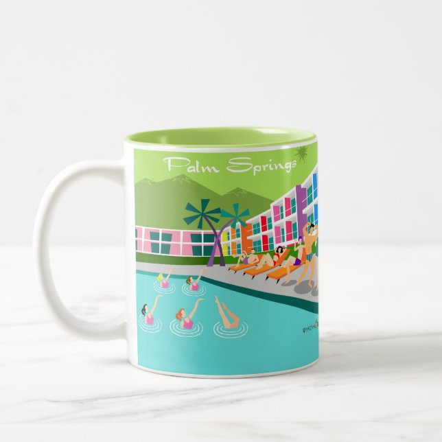 Caneca De Café Em Dois Tons Retro Palm Primavera Hotel Mug (Esquerda)