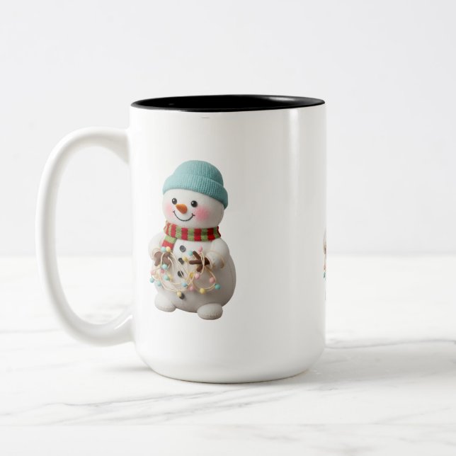 Caneca De Café Em Dois Tons Retro Plush Snow Globe Santa (Esquerda)