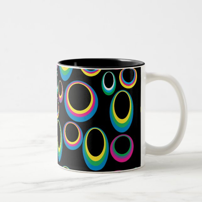 Caneca De Café Em Dois Tons Retro Rainbow Oval Mug (Direita)