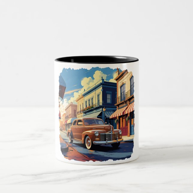 Caneca De Café Em Dois Tons Retro Town Street Scene (Centro)