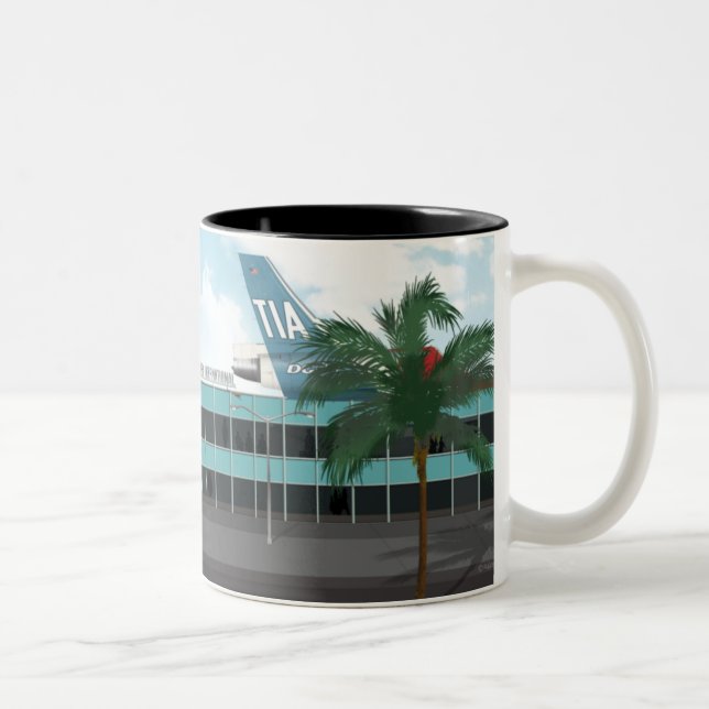 Caneca De Café Em Dois Tons Retro Trident Jet Age Silohuette Mug (Direita)