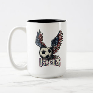 Caneca De Café Em Dois Tons Retro USA Soccer 2026 Asas de Águia