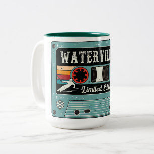 Caneca De Café Em Dois Tons Retro Waterville Valley Ski Sticker
