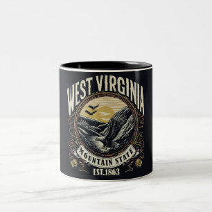 Caneca De Café Em Dois Tons Retro West Virginia