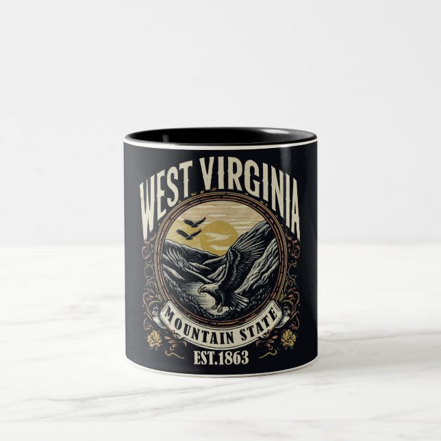 Caneca De Café Em Dois Tons Retro West Virginia (Centro)
