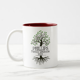 Caneca De Café Em Dois Tons Reunião da família de árvores da família verme
